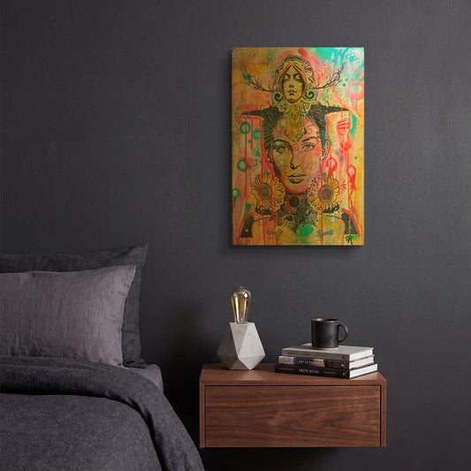'Sunny Statue Stare' By Dean Russo Gold Metal Wall Art