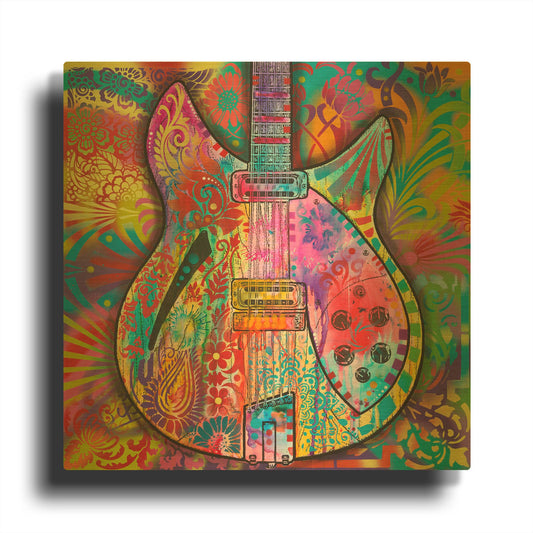 'Vintage 12 String' By Dean Russo Gold Metal Wall Art