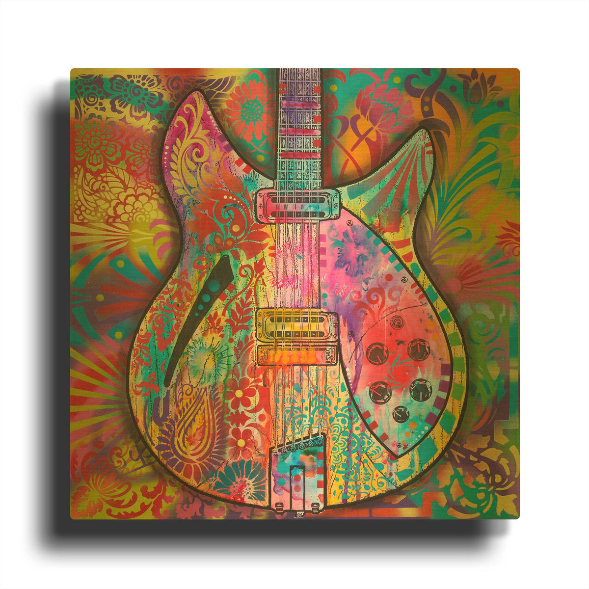 'Vintage 12 String' By Dean Russo Gold Metal Wall Art