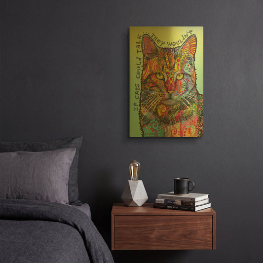 'If Cats Could Talk' By Dean Russo Gold Metal Wall Art