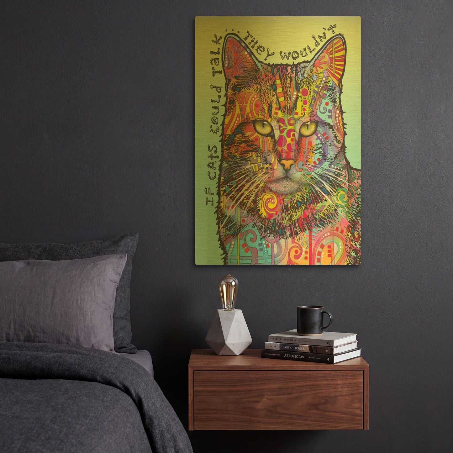 'If Cats Could Talk' By Dean Russo Gold Metal Wall Art