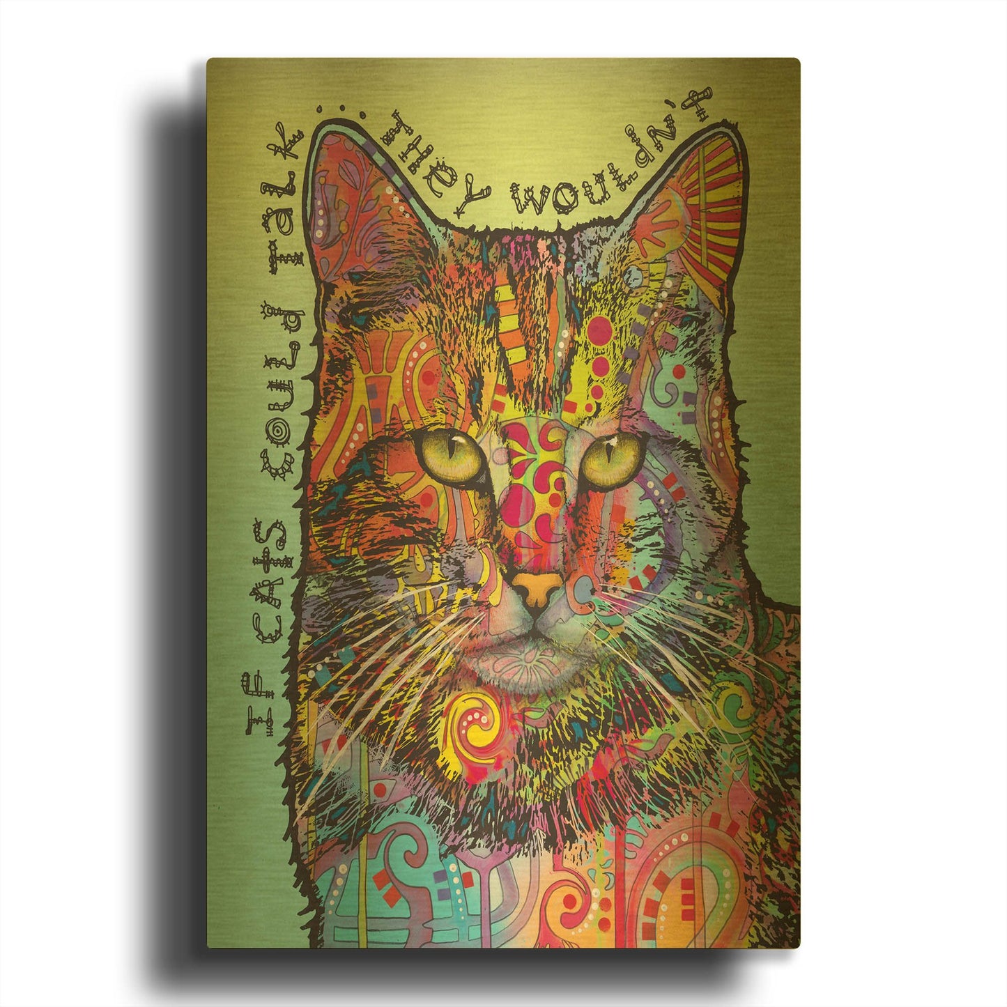 'If Cats Could Talk' By Dean Russo Gold Metal Wall Art