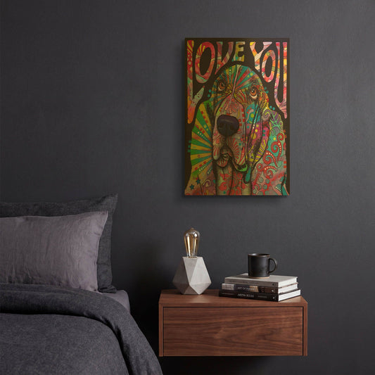 'Love You Basset' By Dean Russo Gold Metal Wall Art