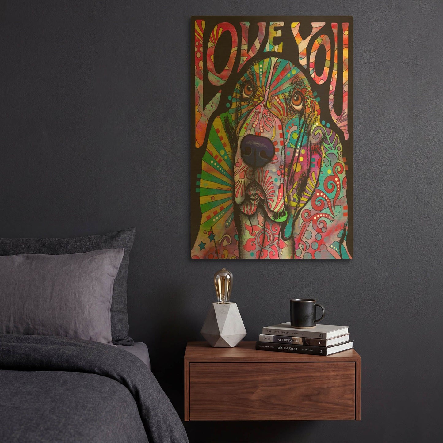 'Love You Basset' By Dean Russo Gold Metal Wall Art