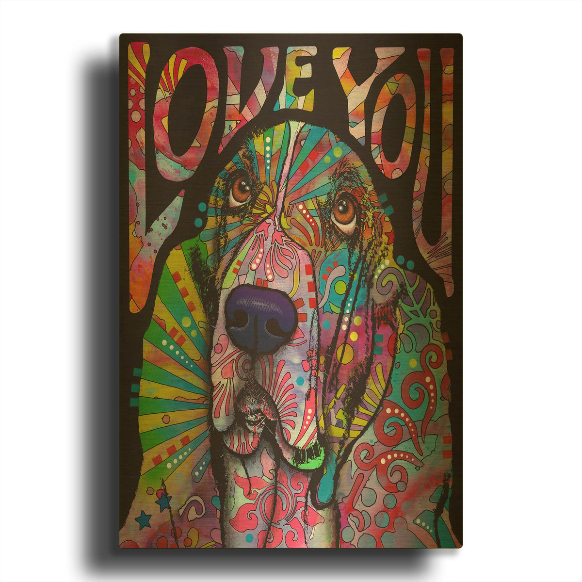 'Love You Basset' By Dean Russo Gold Metal Wall Art