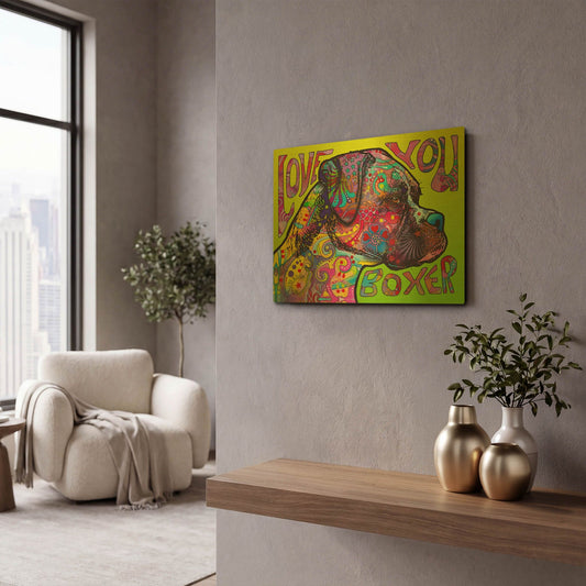 'Love You Boxer' By Dean Russo Gold Metal Wall Art