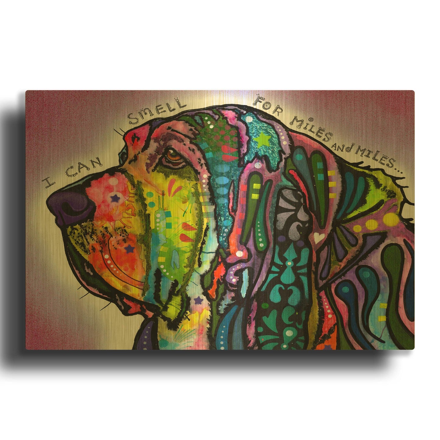'I Can Smell (Bloodhound)' By Dean Russo Gold Metal Wall Art