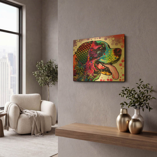 'St Bernard Profile' By Dean Russo Gold Metal Wall Art