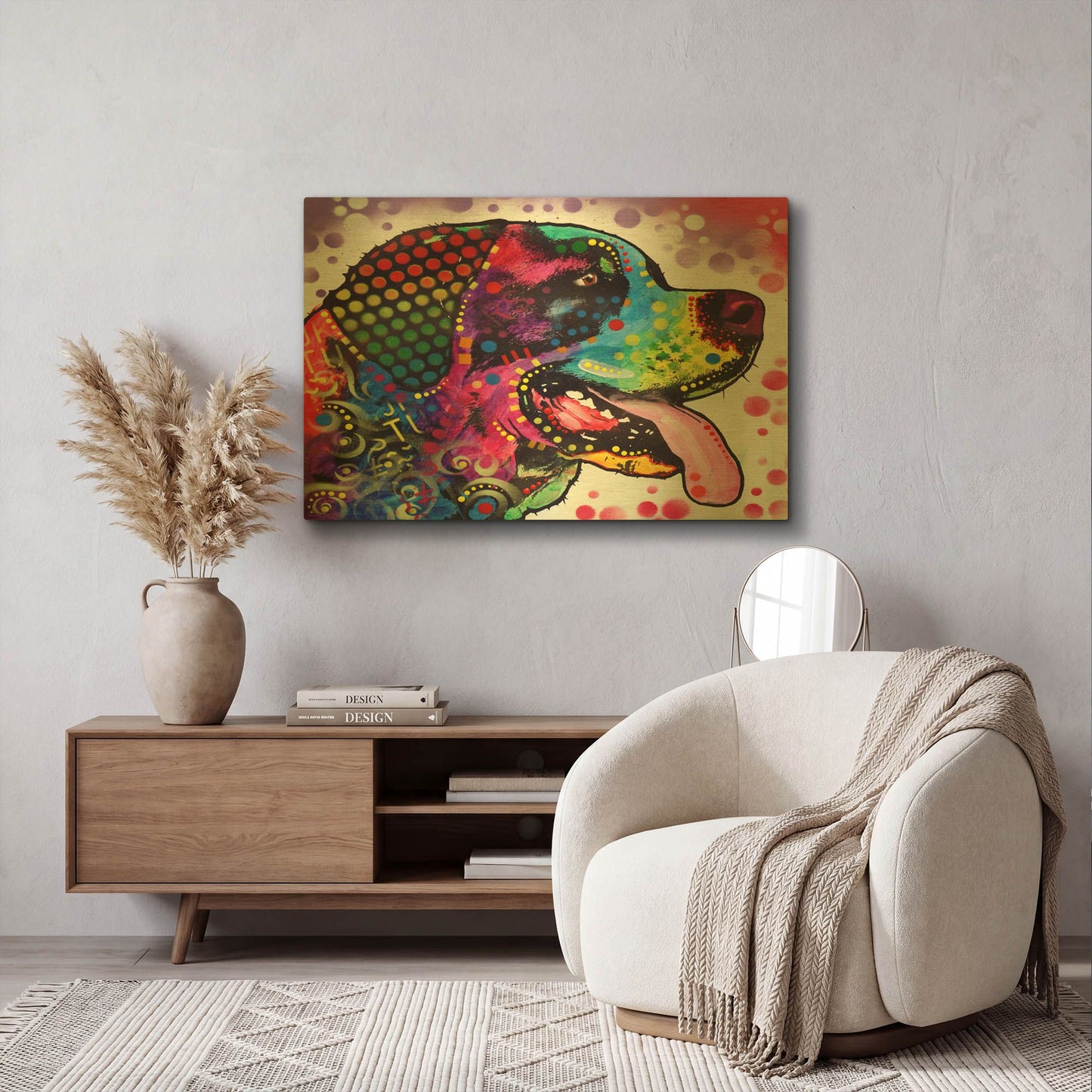 'St Bernard Profile' By Dean Russo Gold Metal Wall Art