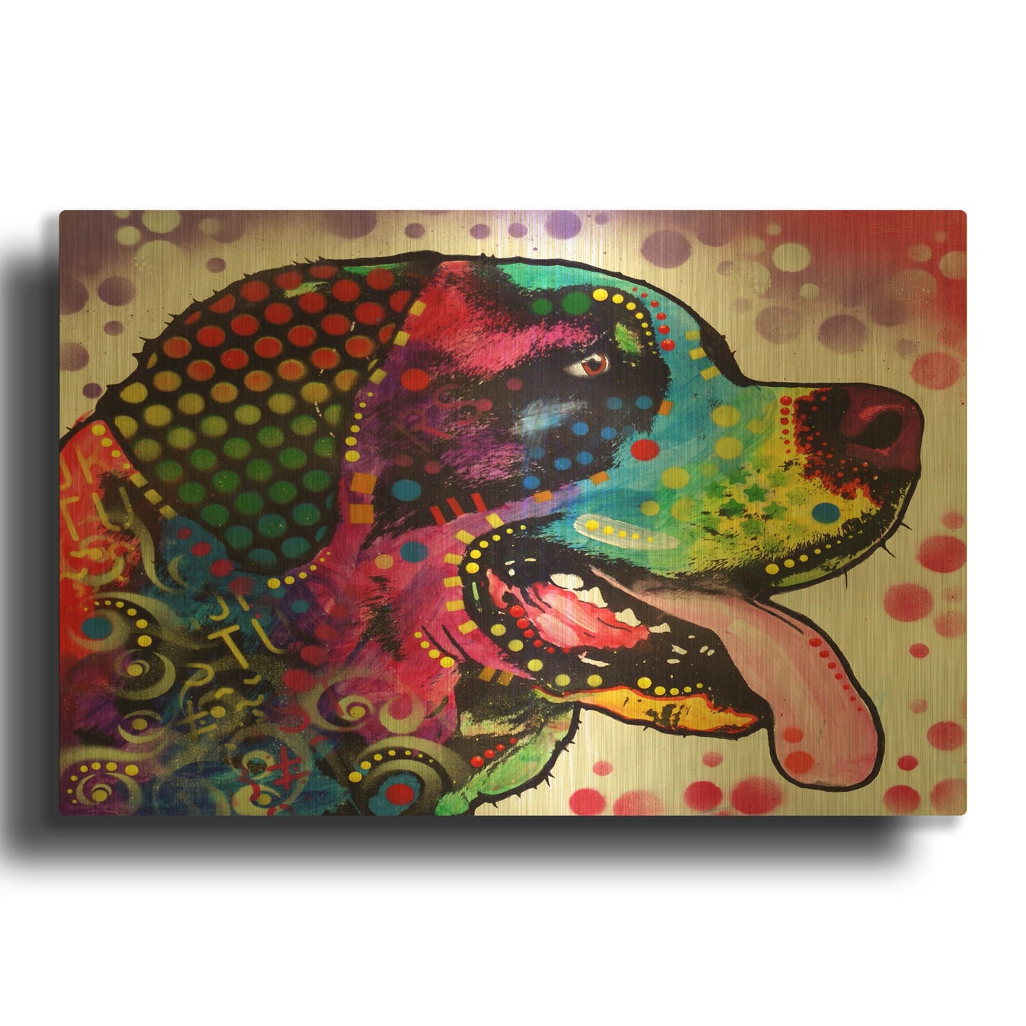 'St Bernard Profile' By Dean Russo Gold Metal Wall Art