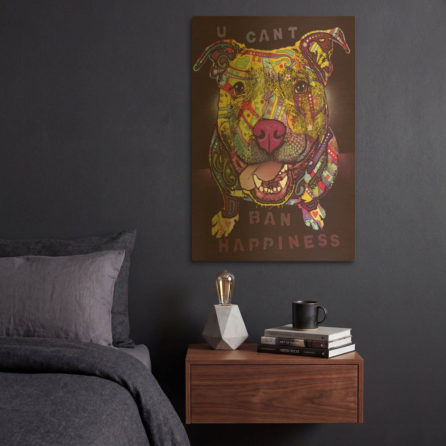 'U Cant Ban Happiness' By Dean Russo Gold Metal Wall Art