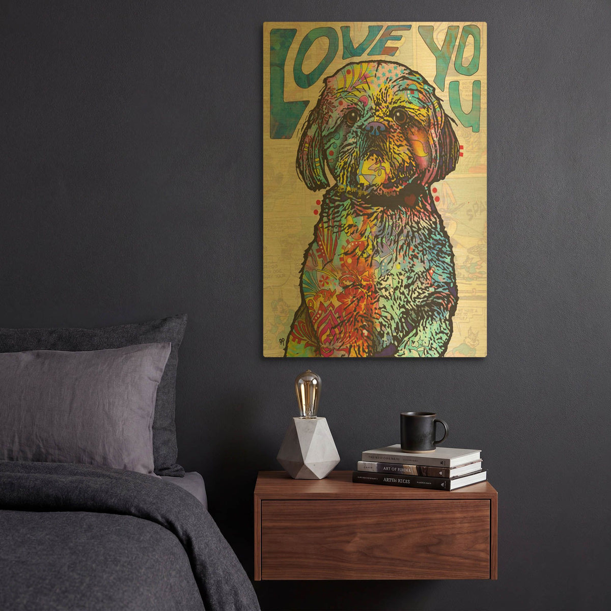 'Love You Shih Tzu' By Dean Russo Gold Metal Wall Art