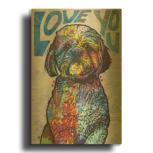 'Love You Shih Tzu' By Dean Russo Gold Metal Wall Art