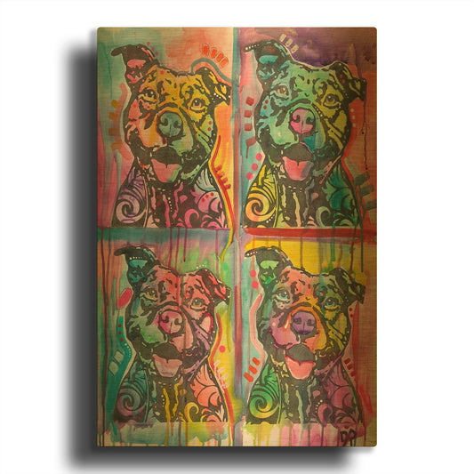 '4 Happy Pitties' By Dean Russo Gold Metal Wall Art