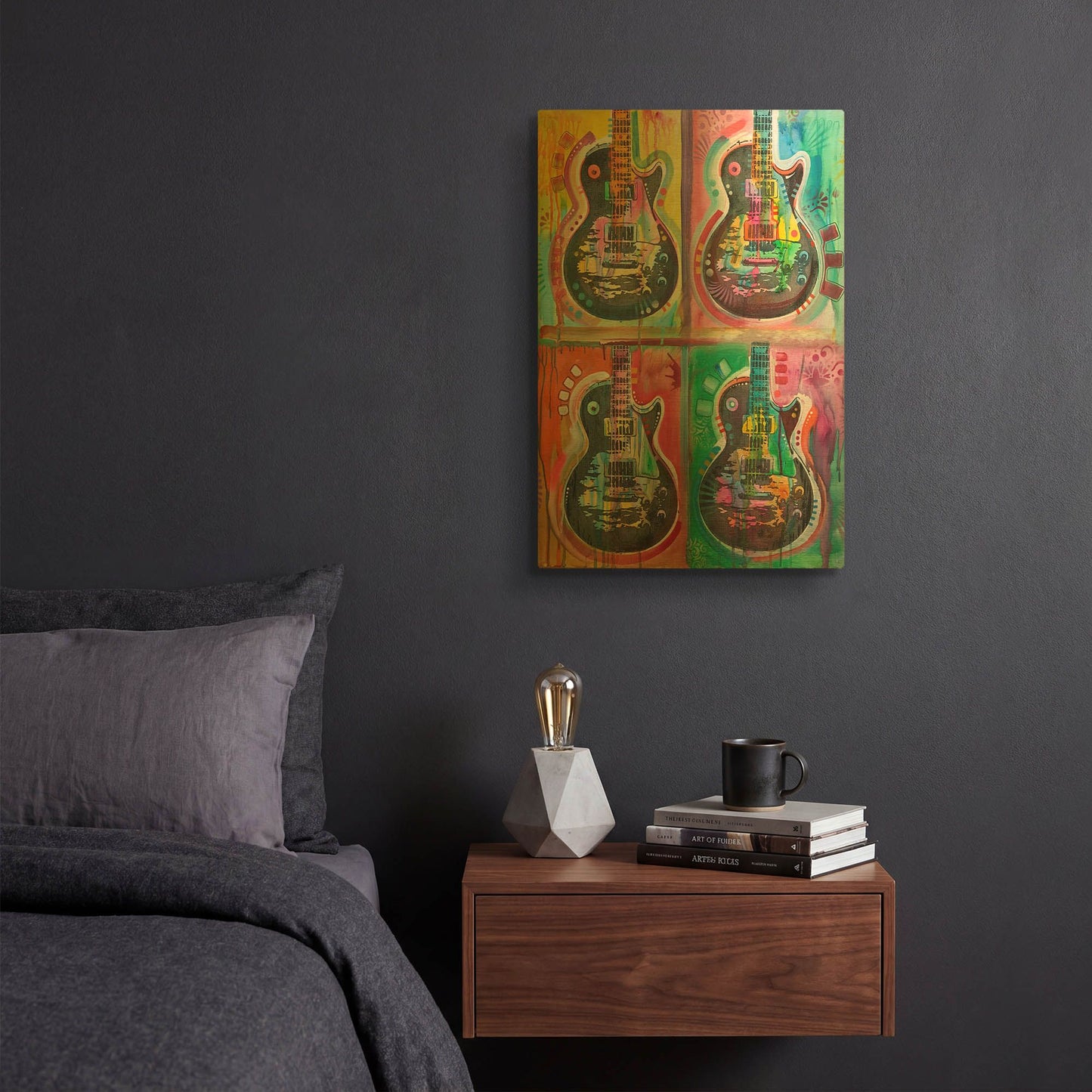 'Les Paul 4up' By Dean Russo Gold Metal Wall Art