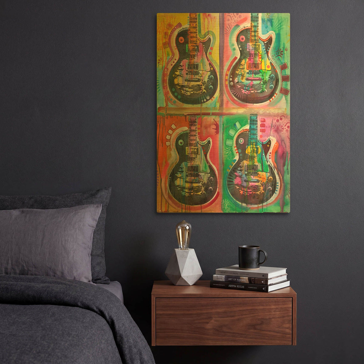 'Les Paul 4up' By Dean Russo Gold Metal Wall Art