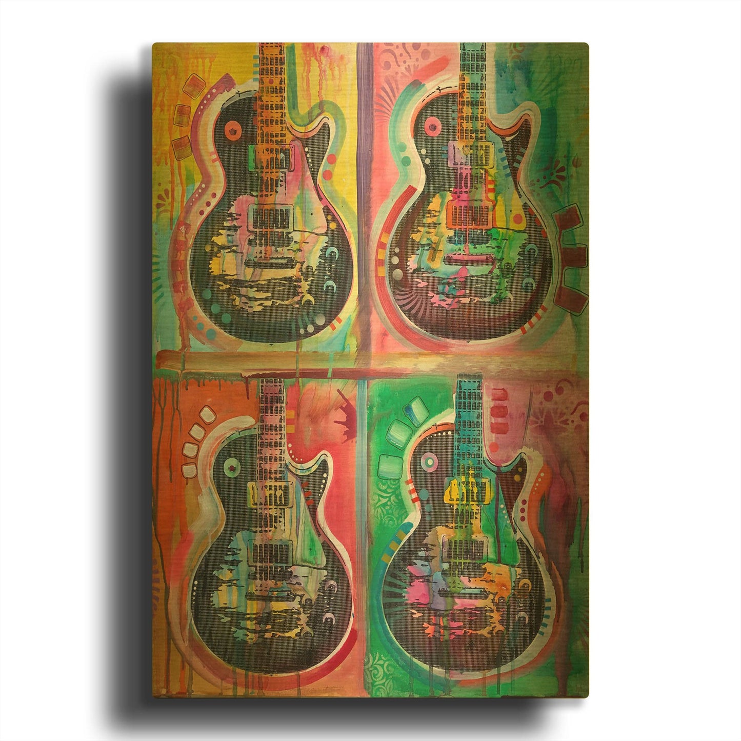 'Les Paul 4up' By Dean Russo Gold Metal Wall Art