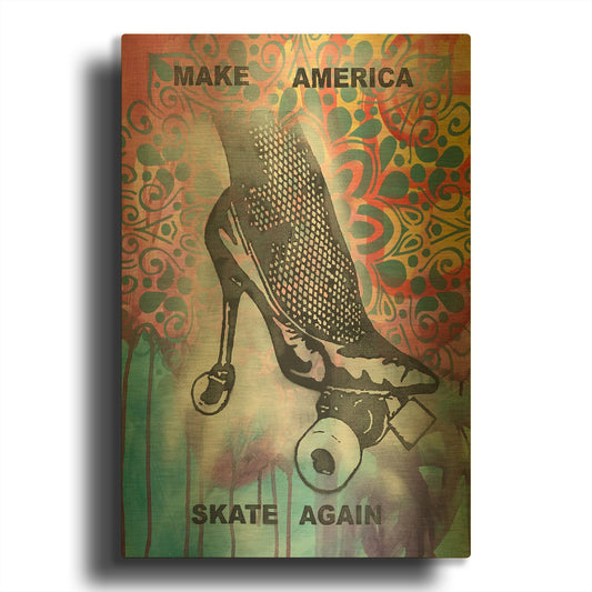 'Make America Skate Again' By Dean Russo Gold Metal Wall Art