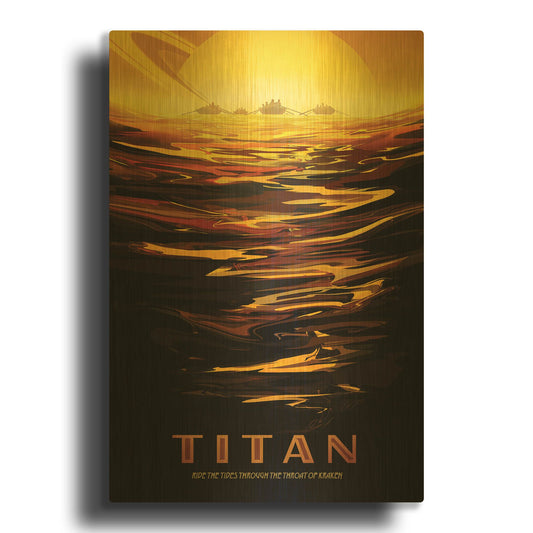 'Titan' By NASA Posters Gold Metal Wall Art