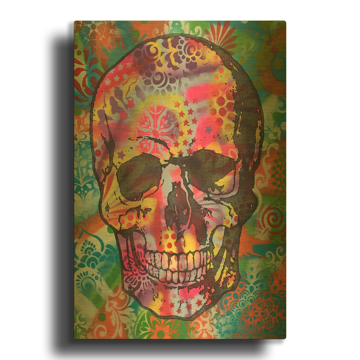 'Skull 1up' By Dean Russo Gold Metal Wall Art