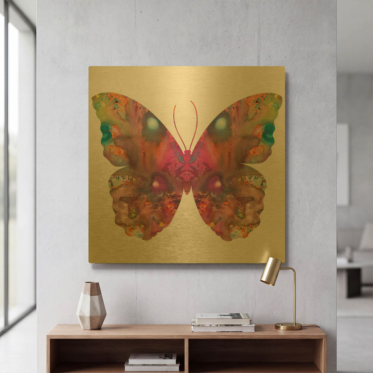 'Abstract I Butterfly' By Dean Russo Gold Metal Wall Art