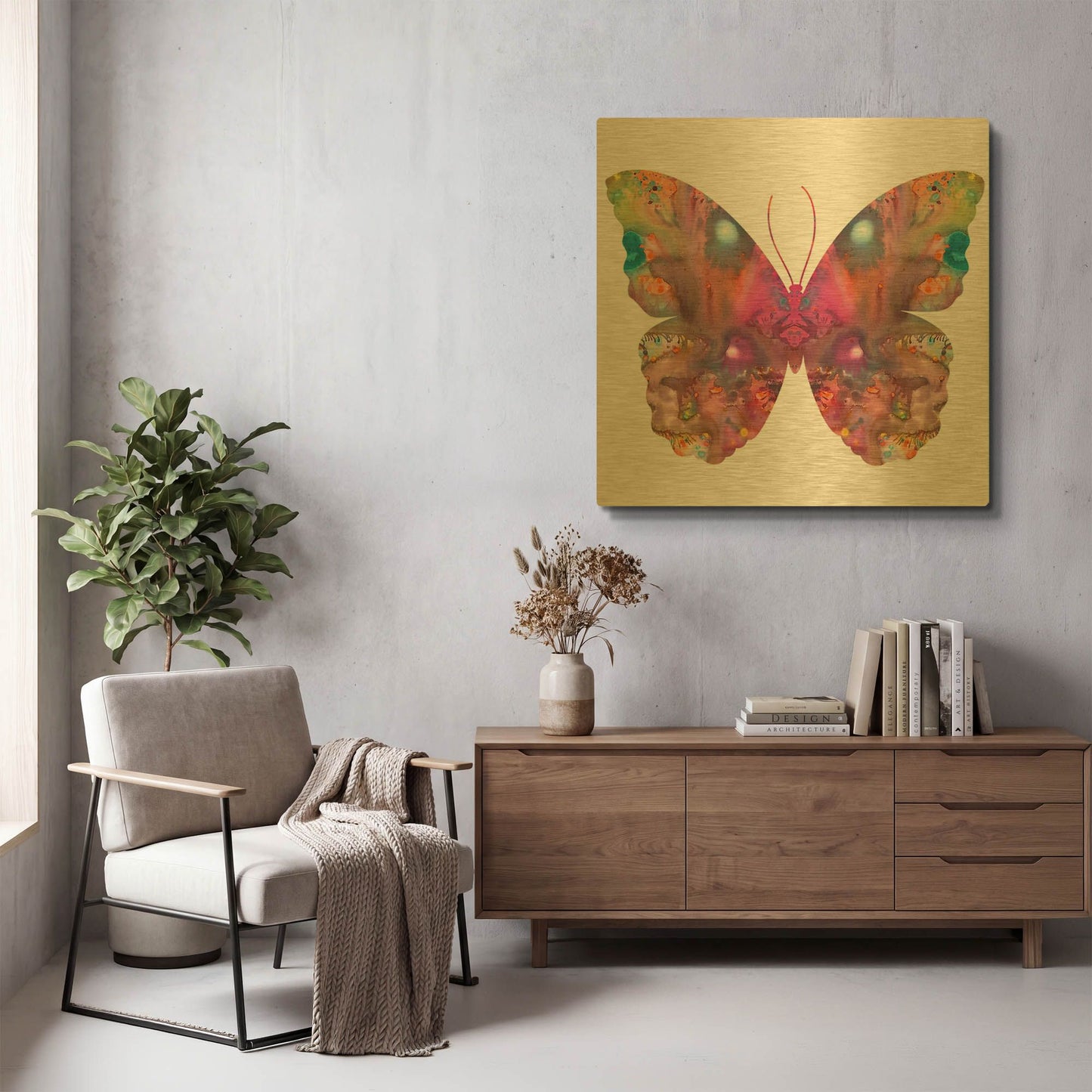 'Abstract I Butterfly' By Dean Russo Gold Metal Wall Art