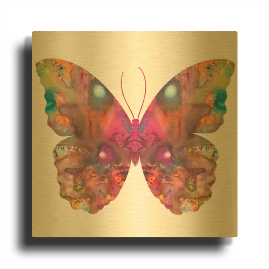 'Abstract I Butterfly' By Dean Russo Gold Metal Wall Art