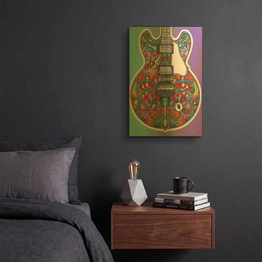 'Gibson Es' By Dean Russo Gold Metal Wall Art