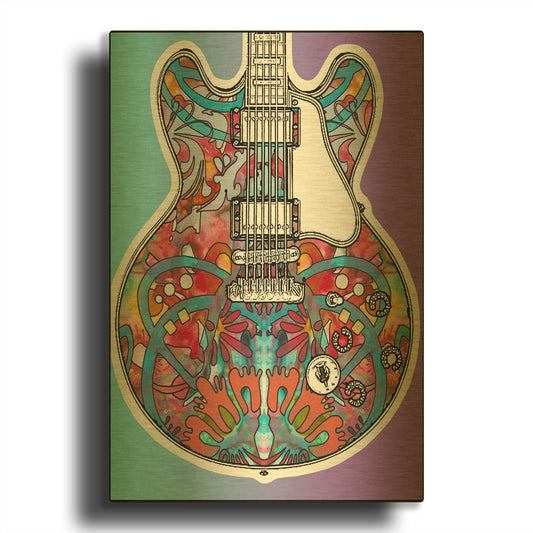 'Gibson Es' By Dean Russo Gold Metal Wall Art