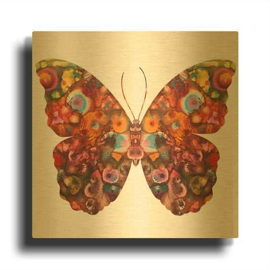 'Kamasi Butterfly' By Dean Russo Gold Metal Wall Art