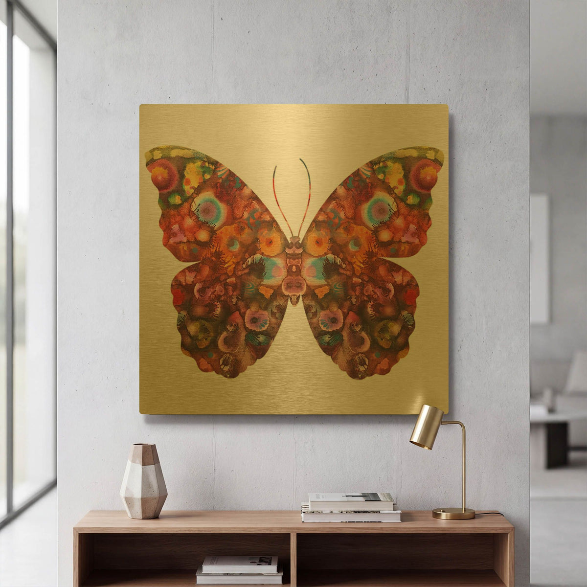 'Kamasi Butterfly' By Dean Russo Gold Metal Wall Art