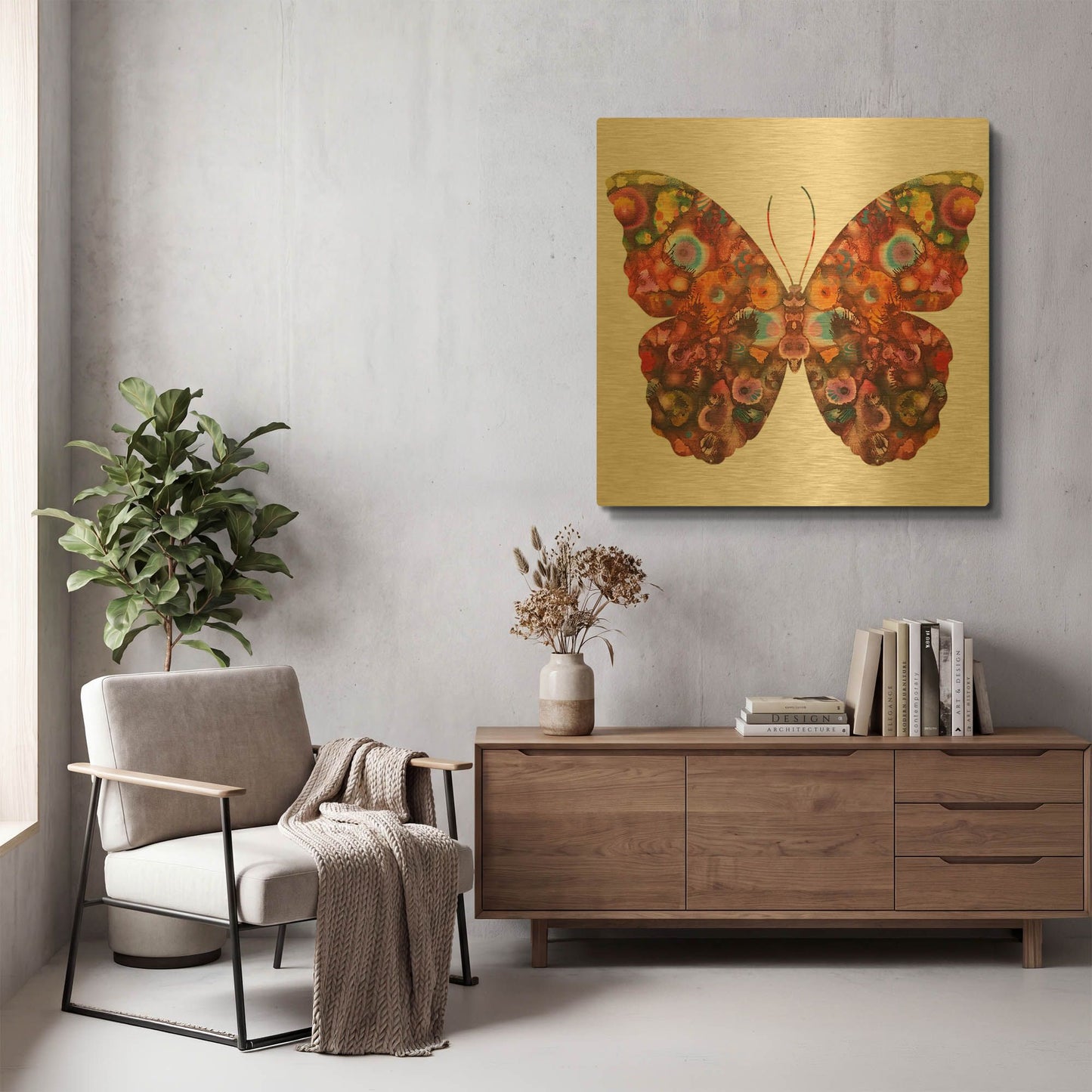 'Kamasi Butterfly' By Dean Russo Gold Metal Wall Art