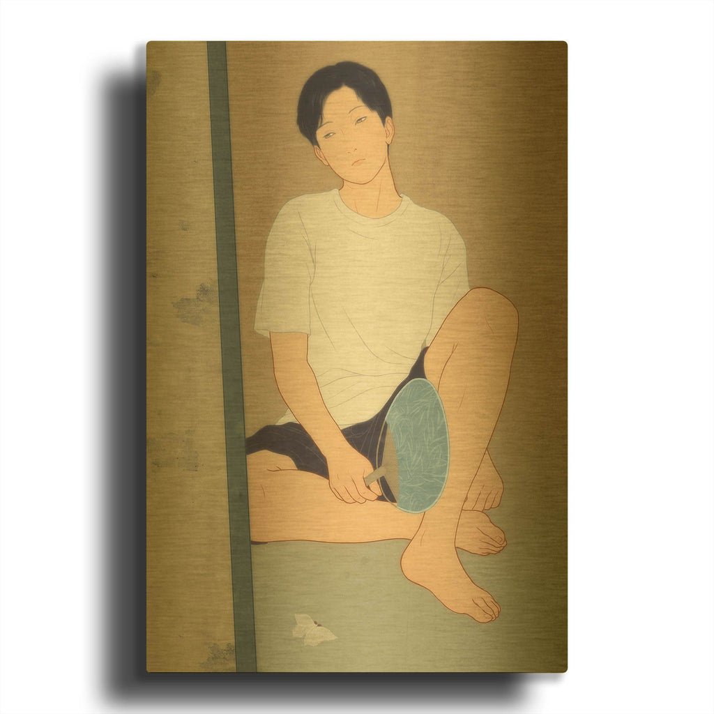'A Summer Afternoon Shower' By Sai Tamiya Gold Metal Wall Art