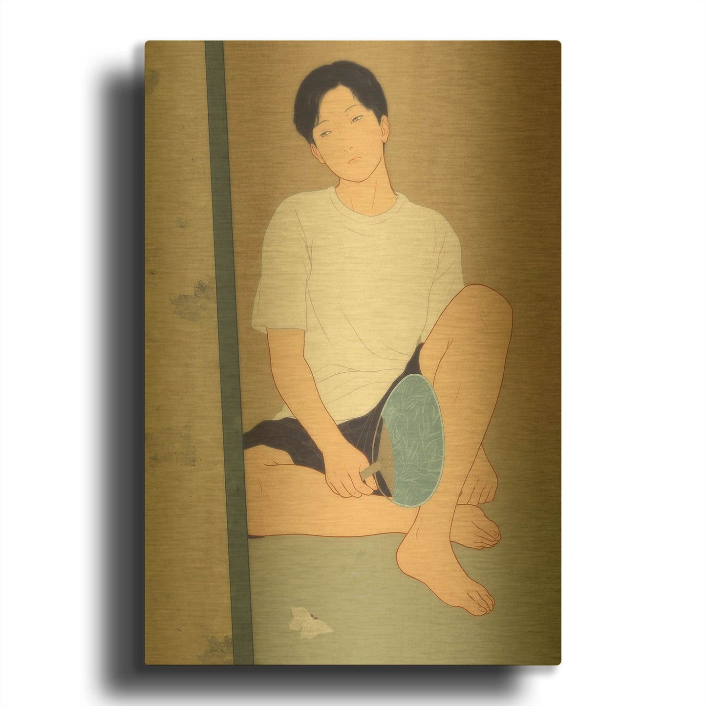 'A Summer Afternoon Shower' By Sai Tamiya Gold Metal Wall Art