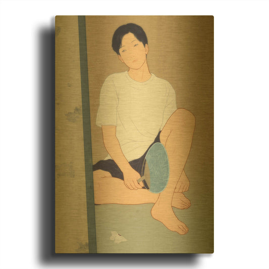 'A Summer Afternoon Shower' By Sai Tamiya Gold Metal Wall Art