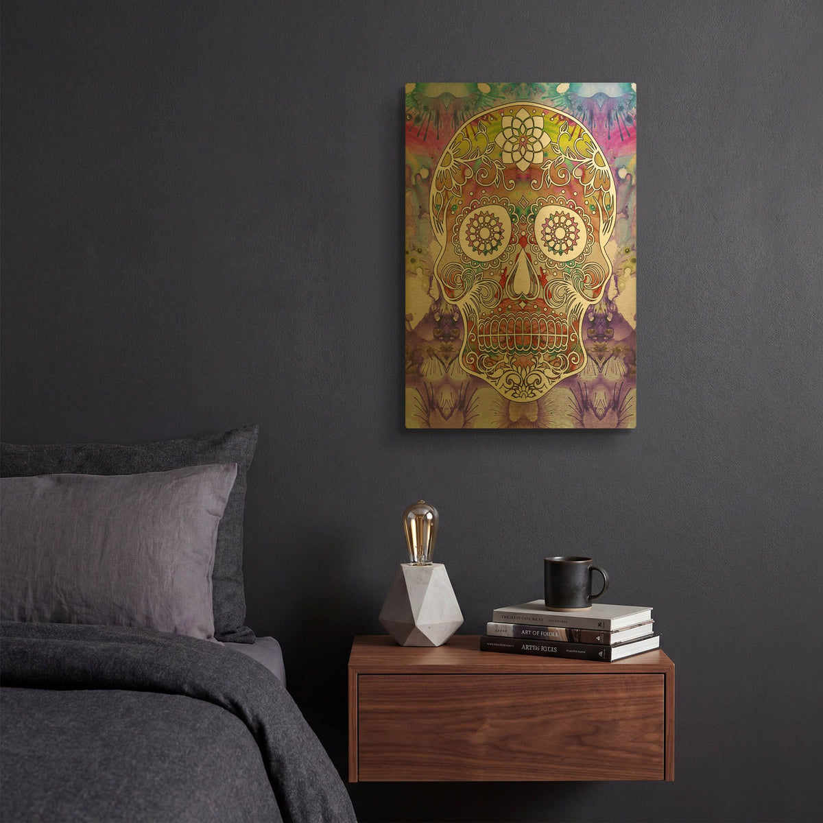 'Sugar Skull' By Dean Russo Gold Metal Wall Art