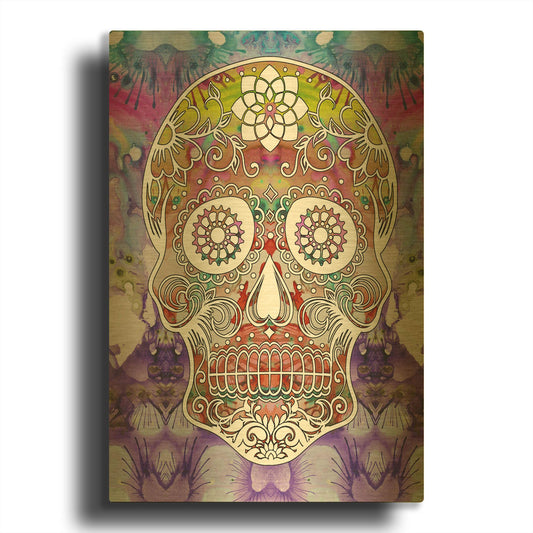 'Sugar Skull' By Dean Russo Gold Metal Wall Art