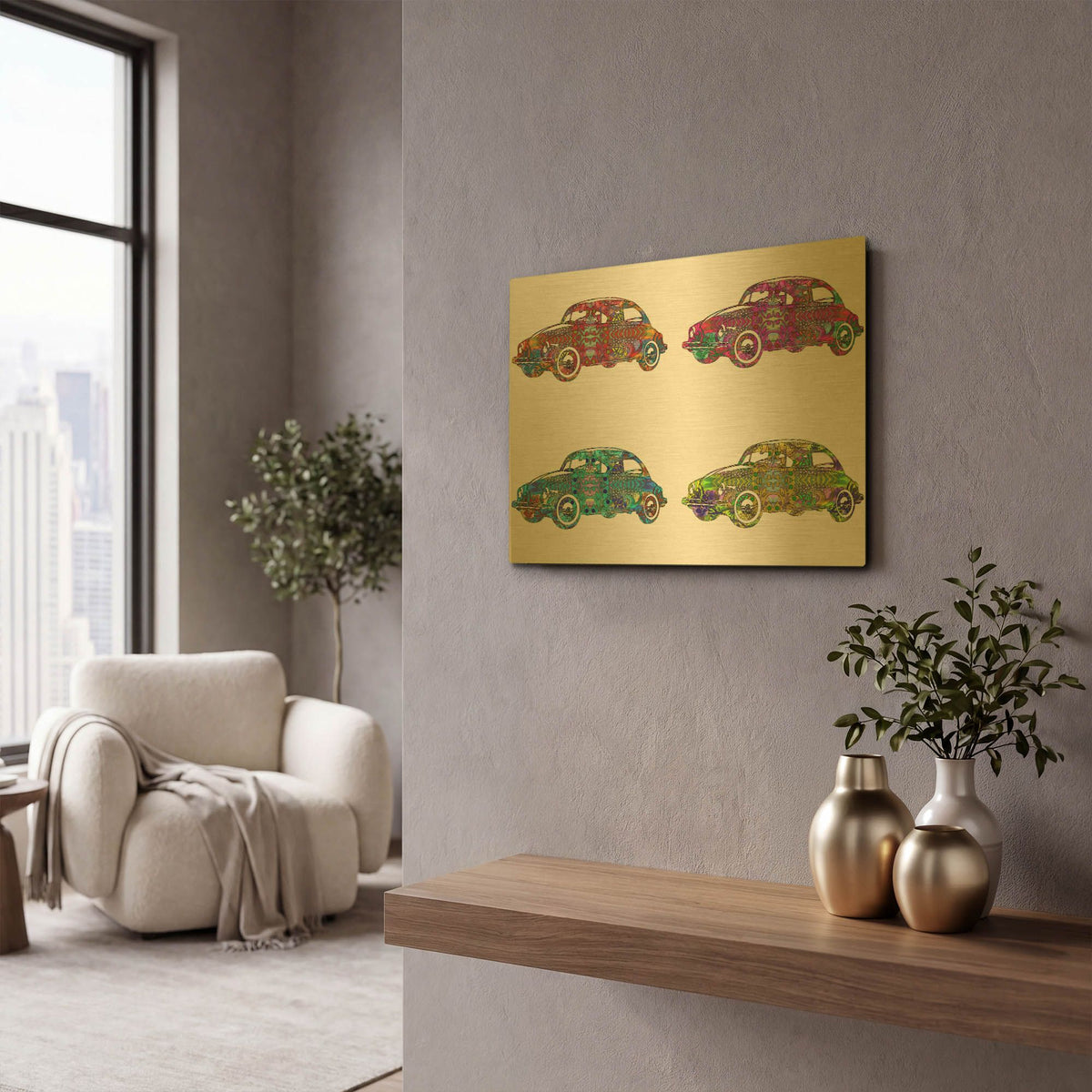 '4 Vw' By Dean Russo Gold Metal Wall Art