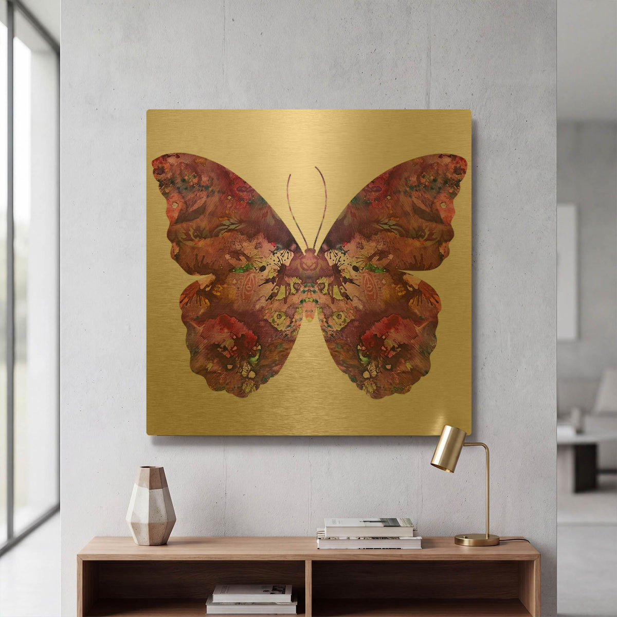 'Cinematic Butterfly' By Dean Russo Gold Metal Wall Art