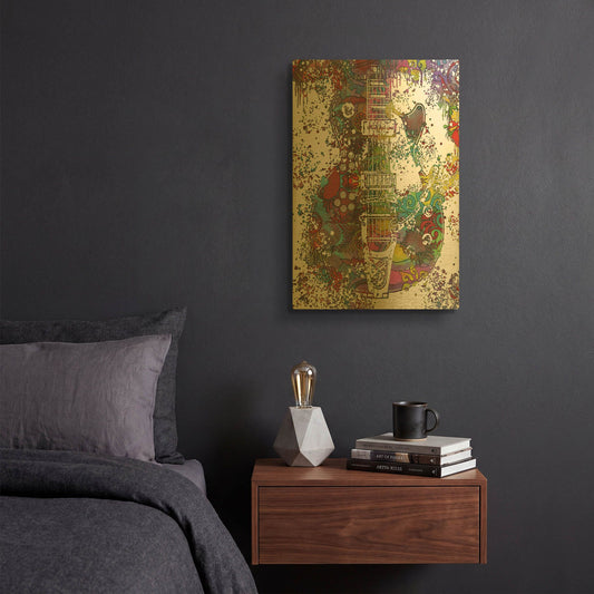 'Les Paul Whammy' By Dean Russo Gold Metal Wall Art