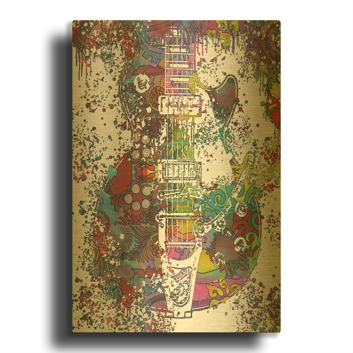'Les Paul Whammy' By Dean Russo Gold Metal Wall Art