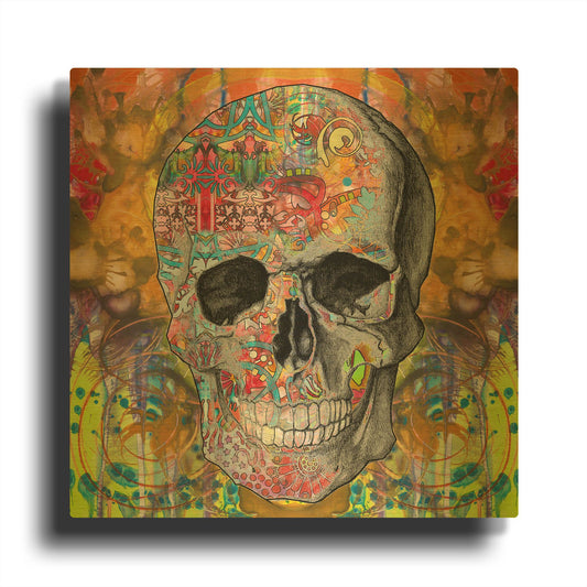 'Smile Skull' By Dean Russo Gold Metal Wall Art