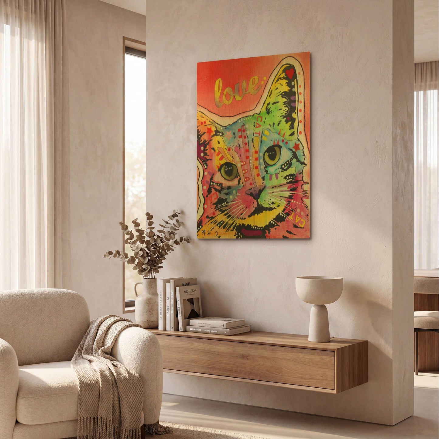'Tiltcat Love' By Dean Russo Gold Metal Wall Art
