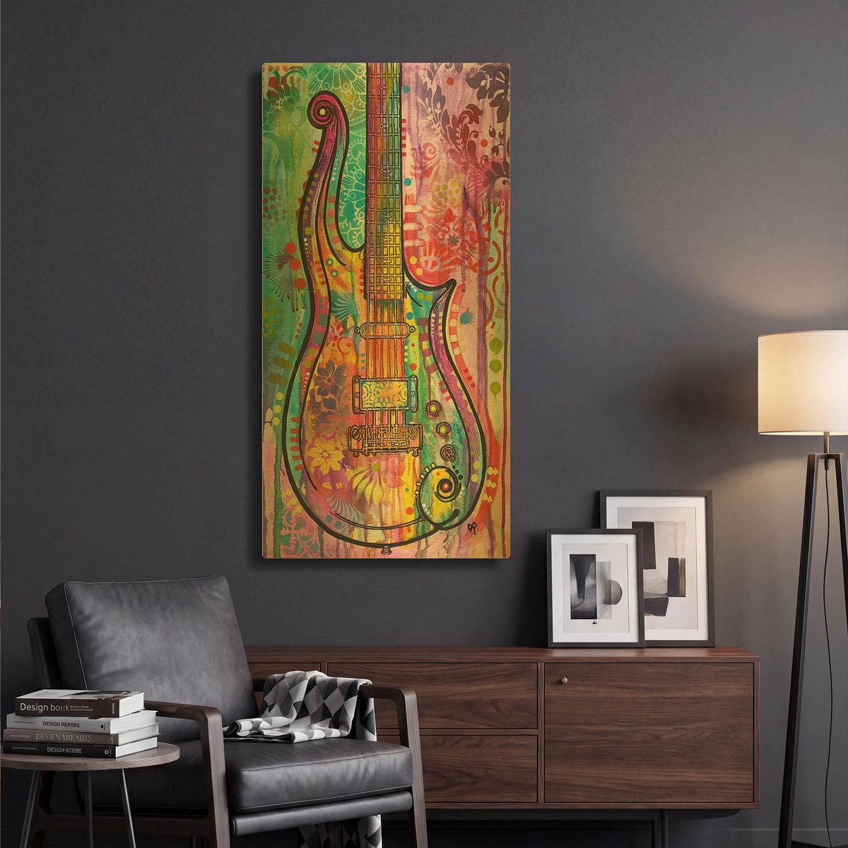 'Prince Cloud Guitar' By Dean Russo Gold Metal Wall Art