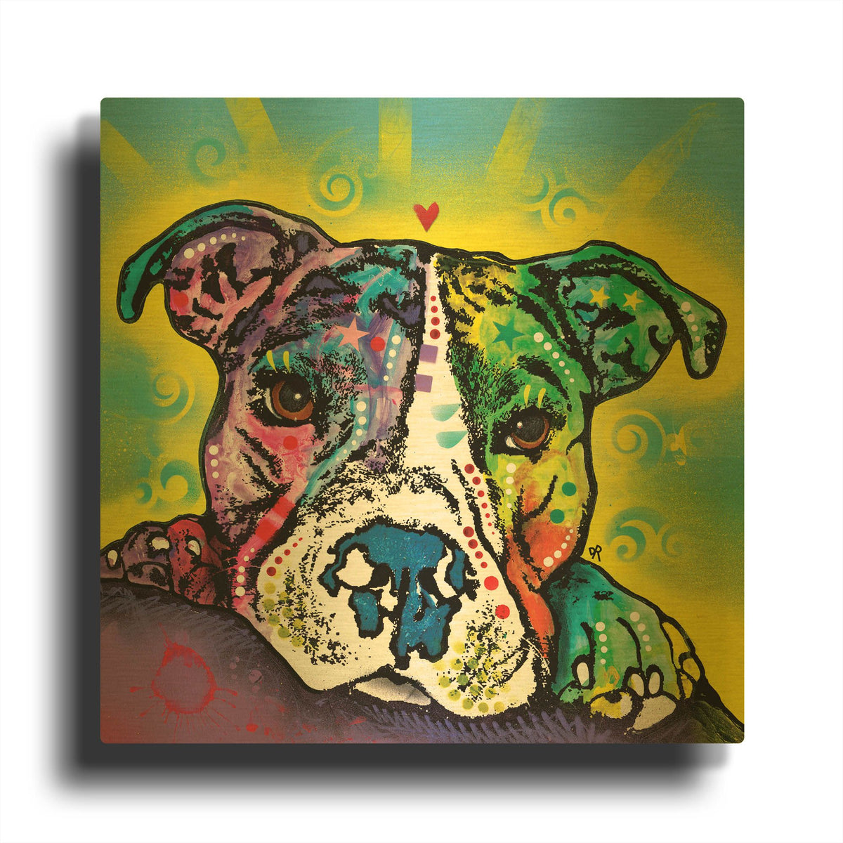 'The Baby Pit Bull' By Dean Russo Gold Metal Wall Art