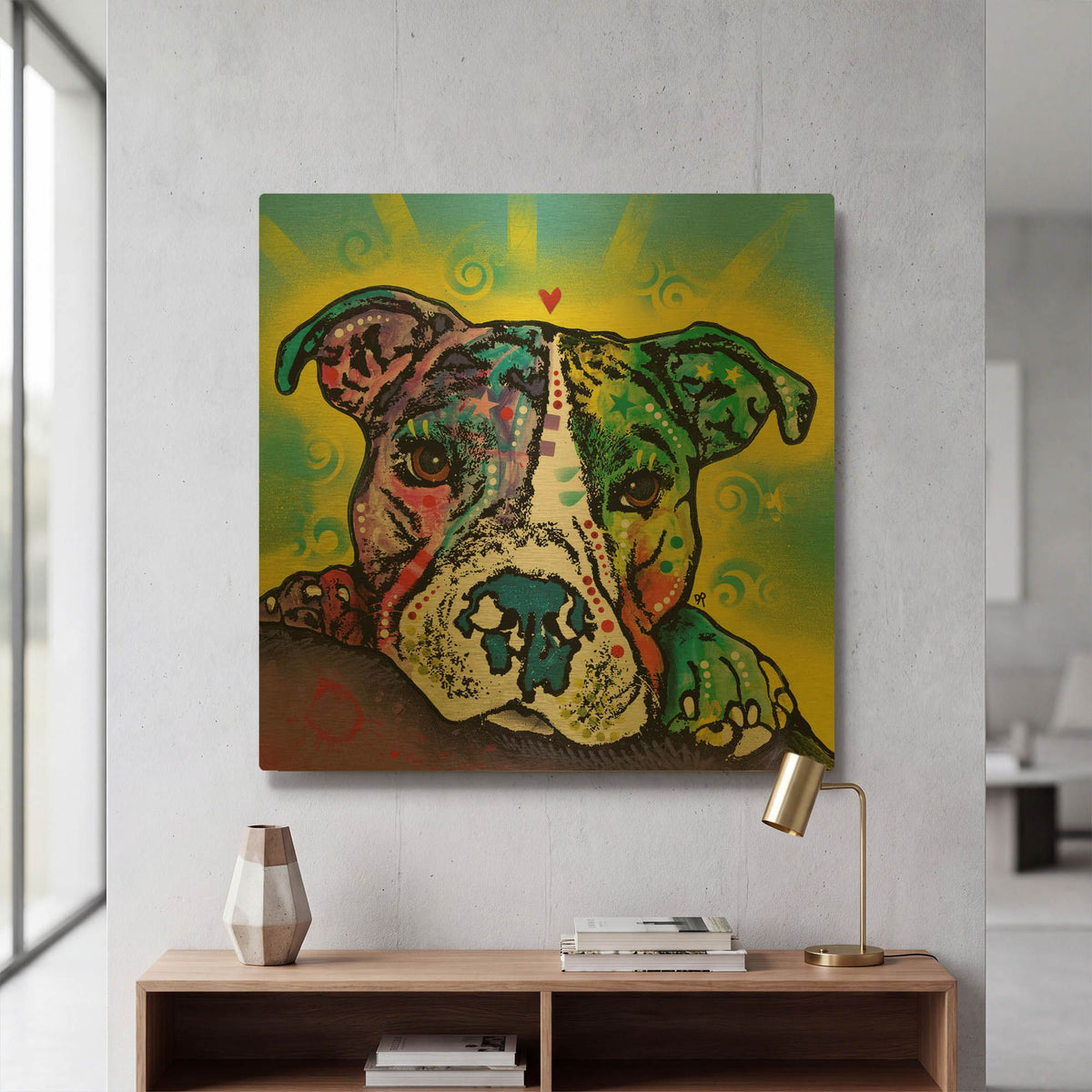 'The Baby Pit Bull' By Dean Russo Gold Metal Wall Art