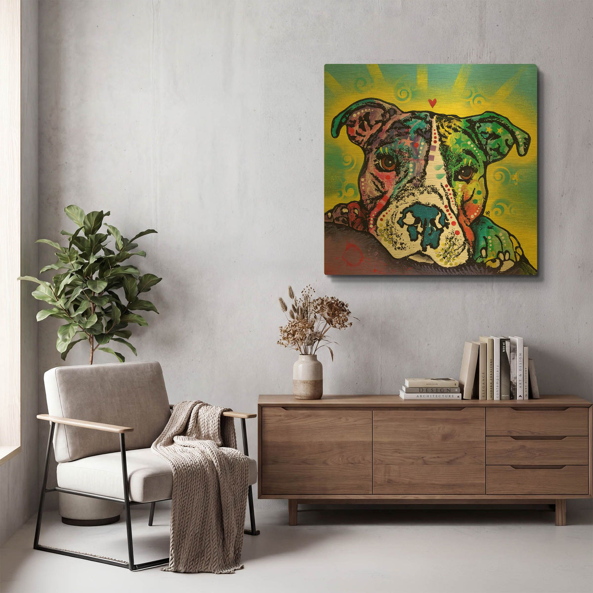 'The Baby Pit Bull' By Dean Russo Gold Metal Wall Art