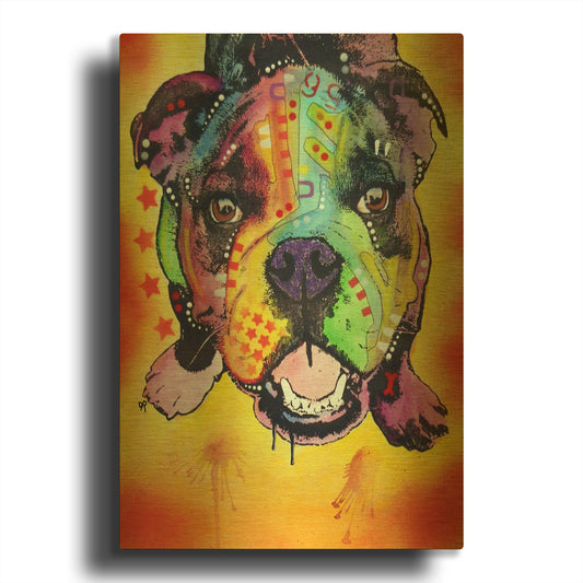 'Baby Bulldog' By Dean Russo Gold Metal Wall Art