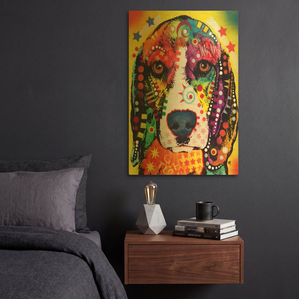 'Beagle Face' By Dean Russo Gold Metal Wall Art
