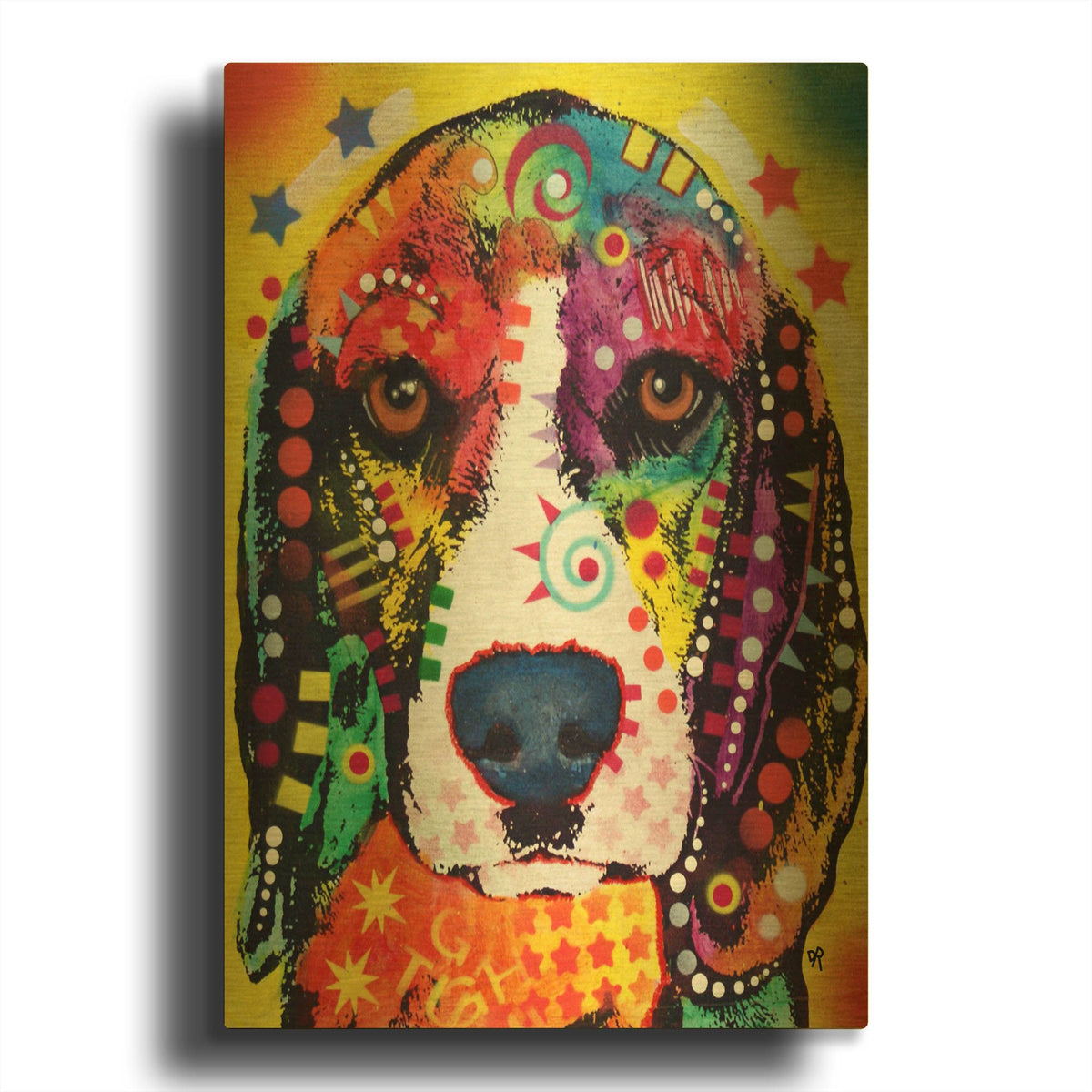 'Beagle Face' By Dean Russo Gold Metal Wall Art